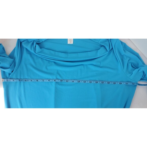 cdw Creative Design Works 90's Size 2X Sky Blue Cowl Neck Blouse 3/4 Sleeve Top - Picture 9 of 9